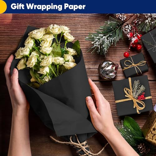 Vanhench Black Wrapping Paper, 17.5