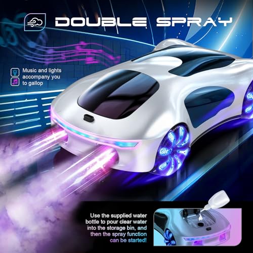 WSHlMIN Futuristic Remote Control Car, Gesture Sensing Rc Stunt Car with Light Spray & Sound, 360° Rotate 2.4GHz RC Cars Toy for Boys 8-12, Birthday Presents for Kids Age 8 9 10 11 12 13 14 (White)