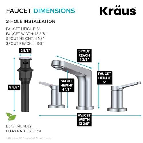 KRAUS Indy Single Handle One Hole Bathroom Sink Faucet in Chrome, KBF-1411CH