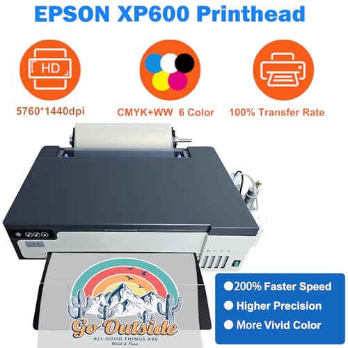 DTF Printer Machine - with XP600 Printhead, Faster Speed Higher Resolution 5760 * 1440dpi, T Shirt Printer DTF Transfer Machine with Roll Feeder, White Ink Mixing System (L8050)