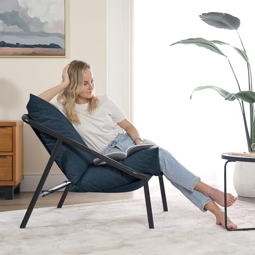 ZINUS Aidan Sling Accent Chair, Metal Framed Armchair with Shredded Foam Cushioning, Black