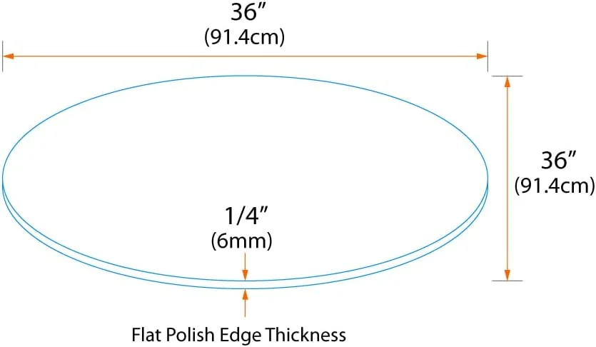 HBBOOMLIFE 36" Round Tempered Clear Glass Table Top - 1/4" Thick with Flat Polish Edge