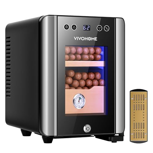 VIVOHOME 8L Electric Humidor, Cooling and Heating Temperature Control System with Water Humidifer and Spanish Cedar Wood Drawer Shelves, High-end Gift for Men