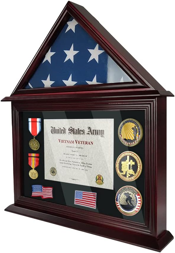 ASmileIndeep 3' X 5' Flag Display Case Certificate & Document Holder Frame Military Shadow Box
