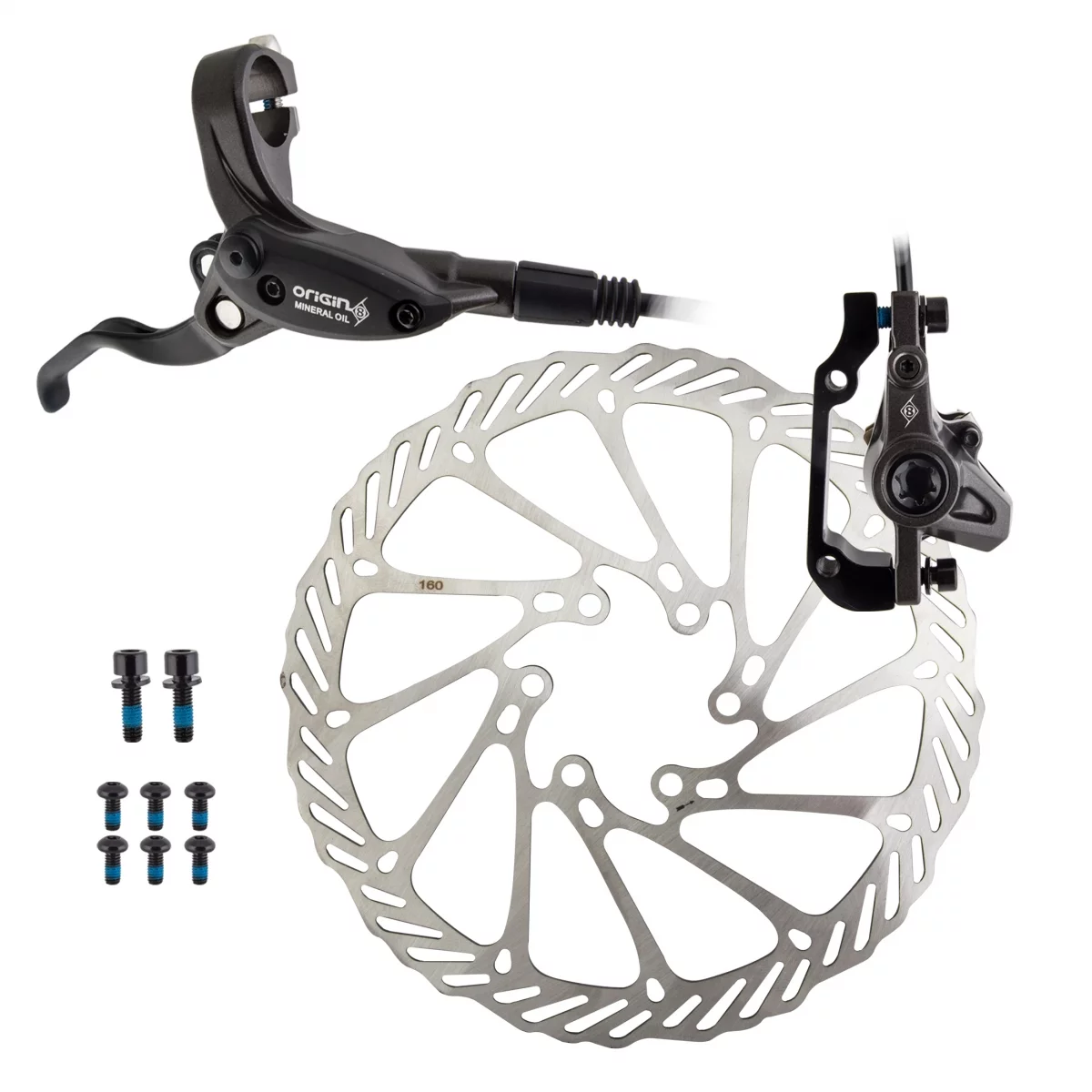 Origin-8 Vise MTB Hydraulic Post Mount Disc Brake + Lever + Rotor 160mm - Rear