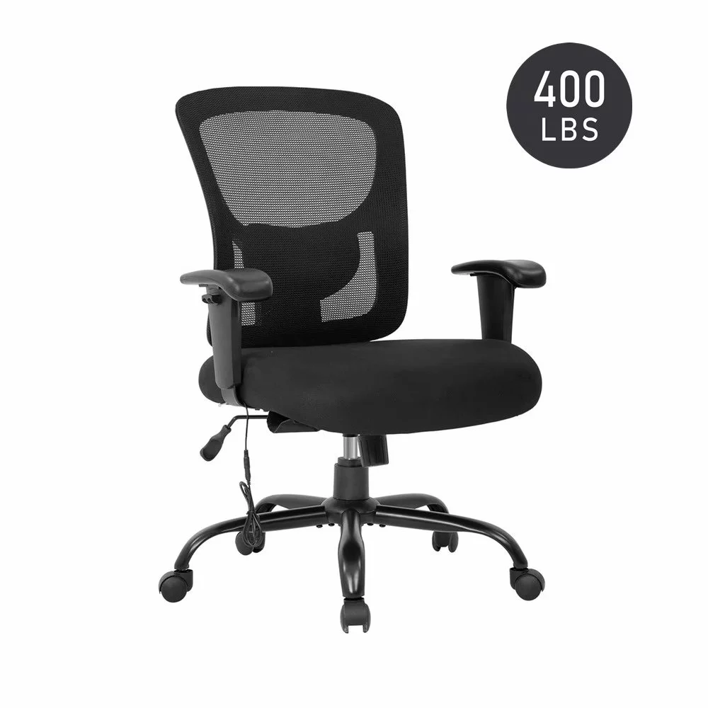 Bigroof Office Chair, 400 lbs Task Office Chair Ergonomic Wide Seat Mesh with Massage Lumbar Support and Adjustable Armrest Home Computer Chair for Heavy People