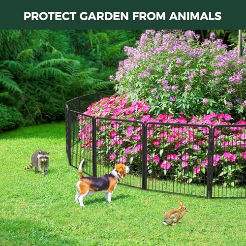 FXW Garden Fence 40in(H) x 36.0ft(L), 16 Panels Decorative Dog Fence Outdoor for The Yard – Heavy Duty Metal Animal Barrier for Dog and Rabbit, Easy Setup, Black