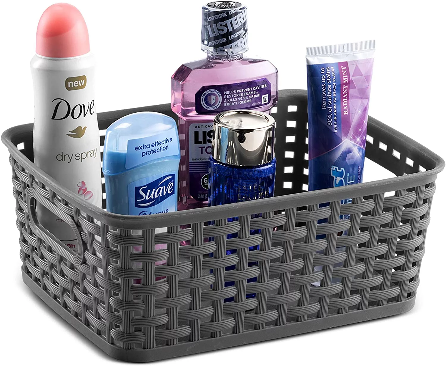 Set of 6 Plastic Storage Baskets - Small Pantry Organizer Basket Bins - Household Organizers with Cutout Handles for Kitchen Organization, Countertops, Cabinets, Bedrooms, and Bathrooms