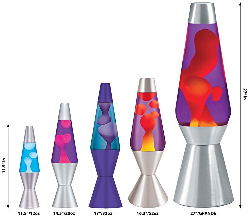 14.5-Inch Silver Base Lava Lamp with Purple Wax in Blue Liquid - 2118