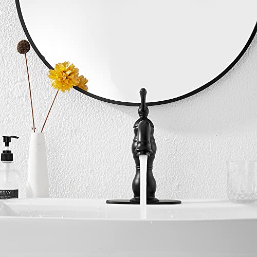 GGStudy 360° Swivel Antique Brass Bathroom Vessel Sink Faucet Single Handle One Hole Matching with Pop Up Drain