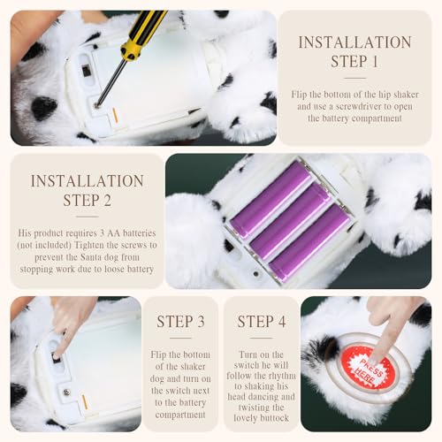 SdeNow Twerking Dog Toy Booty Shaking Walking Santa Claus Puppy Musical Animated Christmas Plush Santa Singing and Dancing Stuffed Animals Dog-English Song