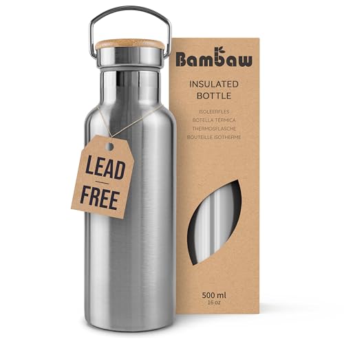 Bambaw 32 oz Water Bottle | Insulated Water Bottles | Water Bottle Stainless Steel | Insulated Travel Water Bottle | Insulated Water Bottle | Stainless Steel Water Bottles | 1 Liter Water Bottles