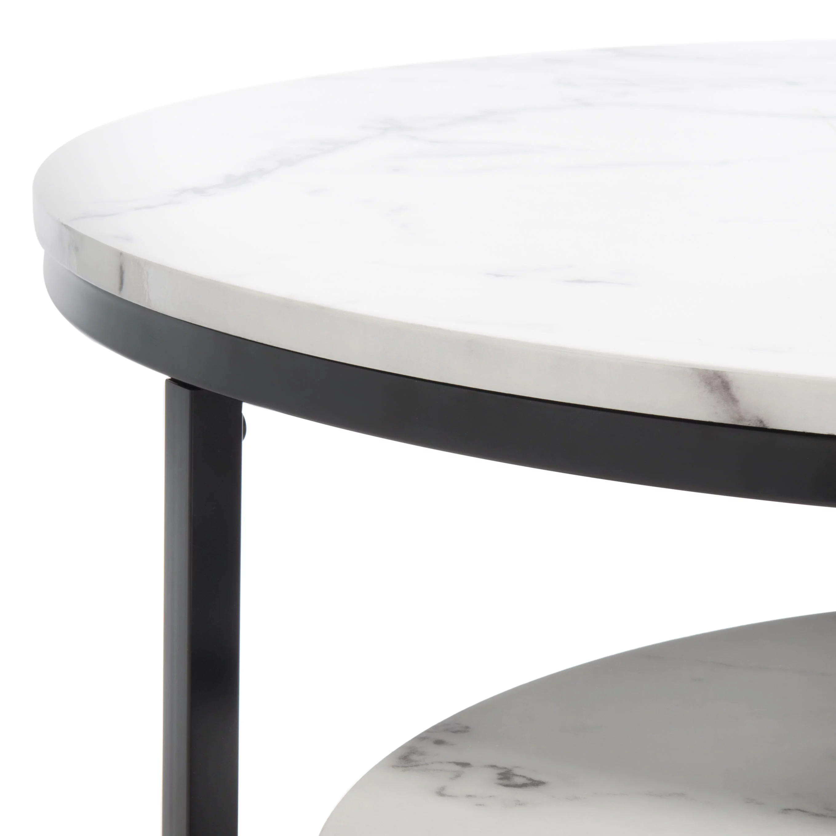 SAFAVIEH Peppino 2 Round Nesting Coffee Table, White/Black