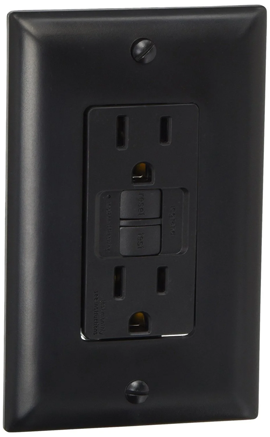 Legrand 1597BKCCD12 Pass & Seymour GFCI Outlet, 15A, Black - Quantity 1