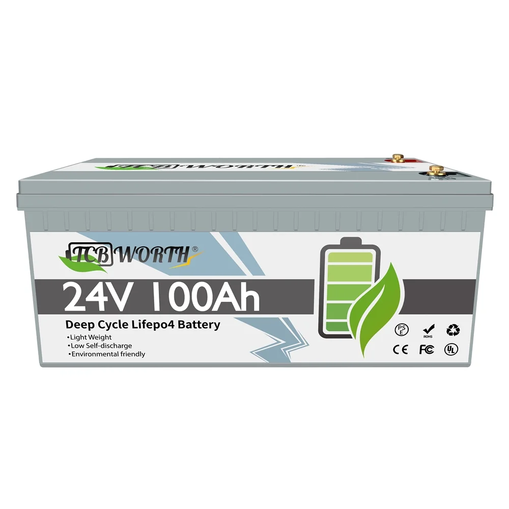 24V 100AH Lifepo4 Battery with Perfect BMS Support Series and Parallel for Trolling Motor Golf Cart Solar System RV Household Appliances Emergency Power Supply,etc.