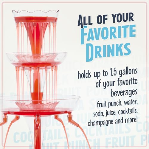 Nostalgia LPF230 3-Tier Lighted Party Fountain, Holds 1.5 Gallons, LED Lighted Base, Includes 8 Reusable Cups