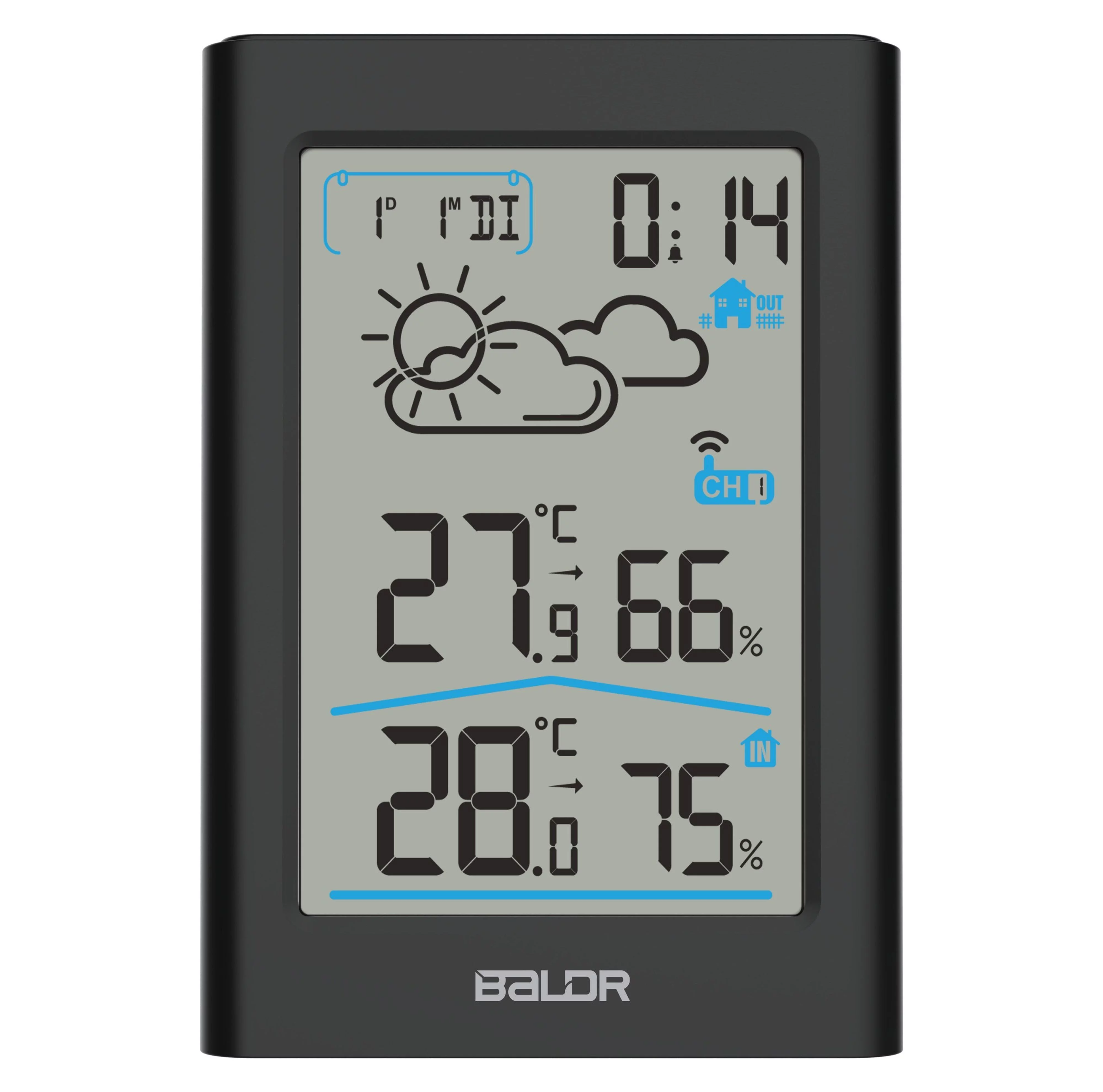 BALDR Wireless Indoor & Outdoor Thermometer Hygrometer (Black)