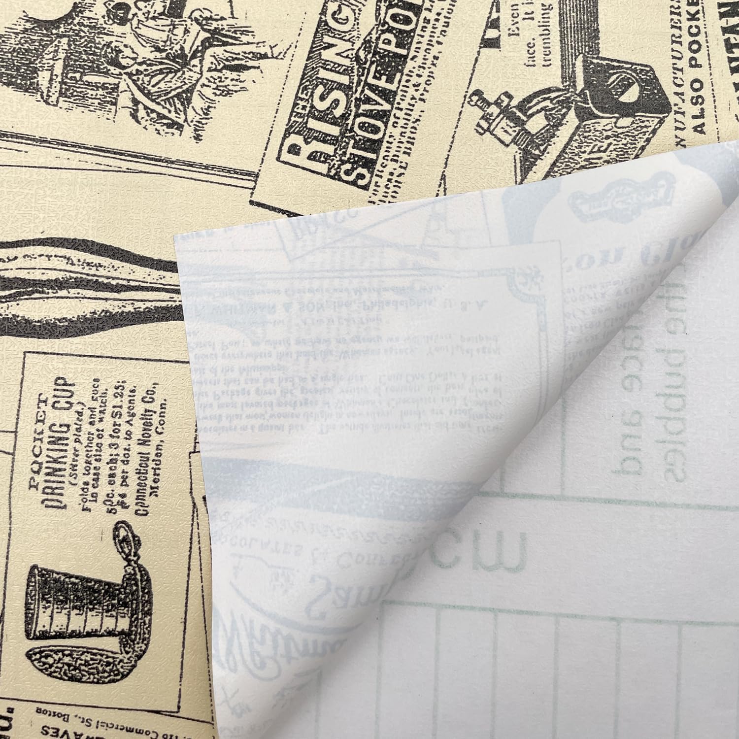 Old Fashion Newspaper Furniture Protective Paper Roll Peel Stick Shelf Drawer Liner Locker Sticker 17.7 Inch by 13 Ft