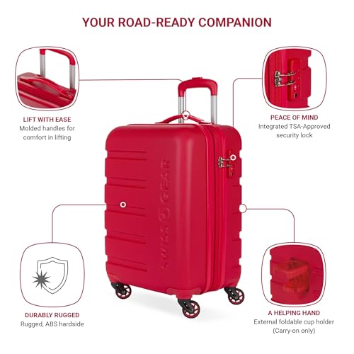 SwissGear 7366 Hardside Expandable Luggage with Spinner Wheels, White, Carry-On 19-Inch