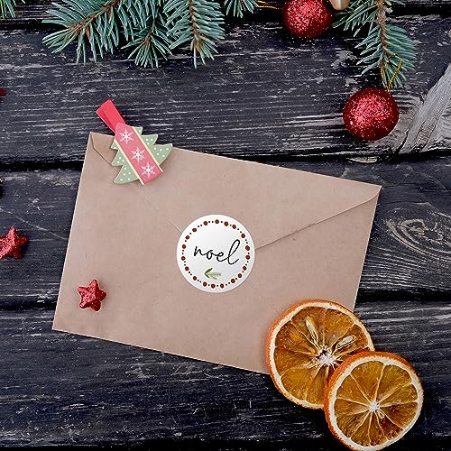 Brown Kraft Holiday Pine Stickers / 500 Classic Christmas Stickers / 6 Alternating Rustic Winter Holiday Labels / 1.5