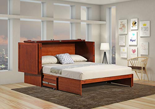 Emurphybed Paradiseo Murphy Cabinet Chest Bed with Charging Station 8 Inch, Queen (Tobacco)