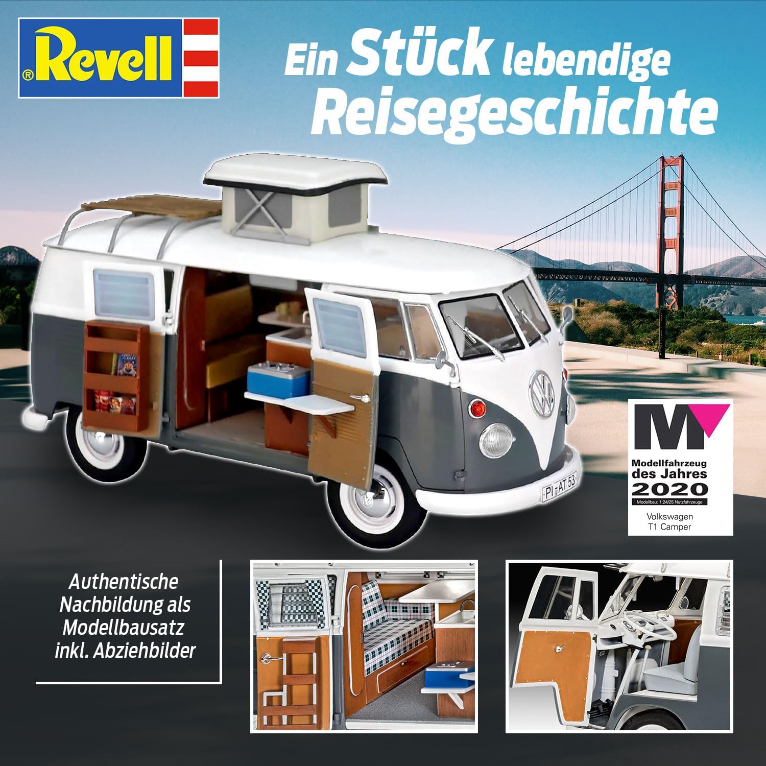Revell 07674 VW T1 Camper 1:24 Scale Unbuilt/Unpainted Plastic Model Kit