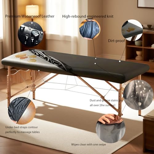 Leather Massage Table Cover Protector - Durable, Washable & Stain-Resistant for Tattoo/Spa/Massage/lash Bed Cover,Waterproof Massage Table Protector(68-72