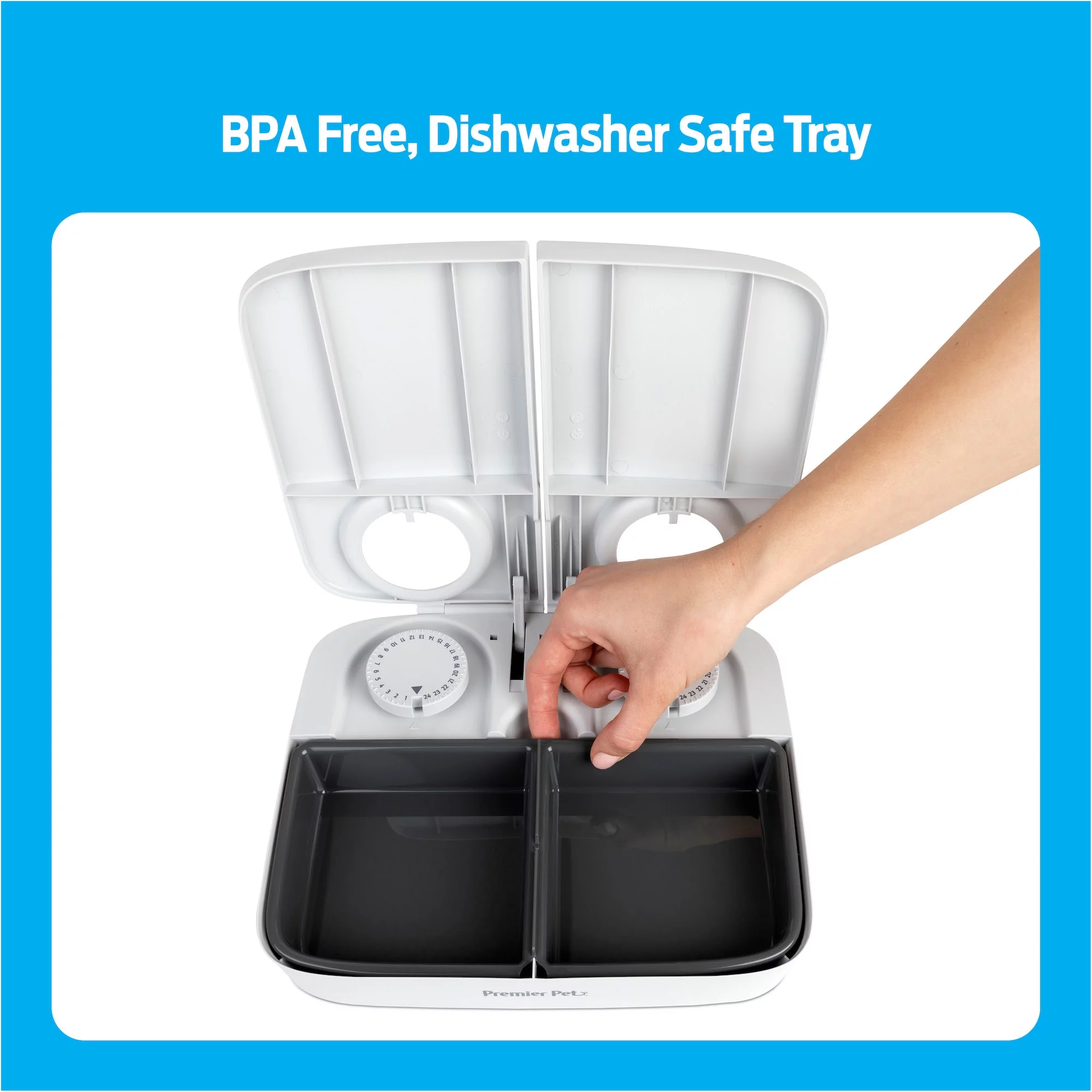 Premier Pet Automatic Timer Pet Feeder - Feeder that Dispenses Dog and Cat Dry Food