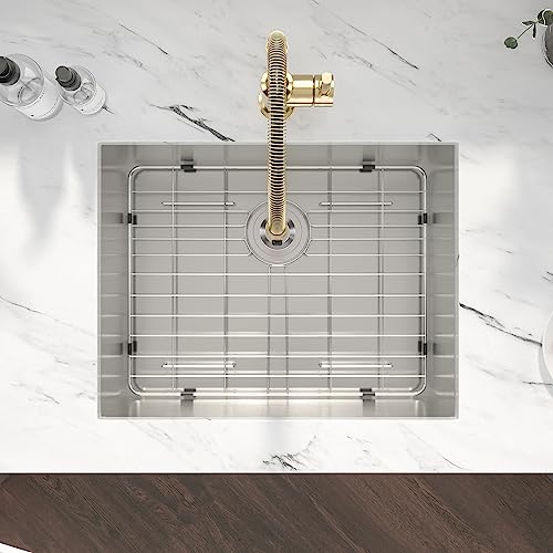 Kichae 12“ Deep Laundry Sink Undermount - 24 Inch Black Undermount Utility Sink Stainless Steel Single Bowl Under Counter Handmade Laundry Utility Room Basin