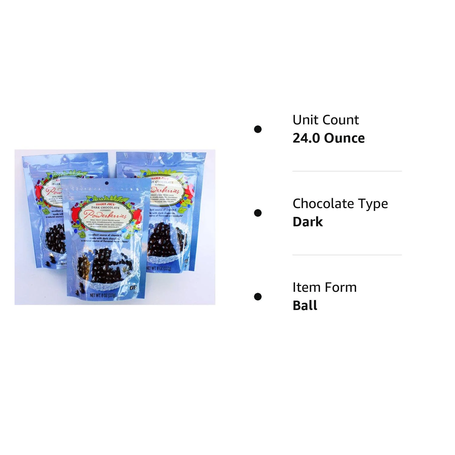 Dark Chocolate Covered Powerberries With Acai, Pomegranate, Cranberry And Blueberry (Pack Of 3)