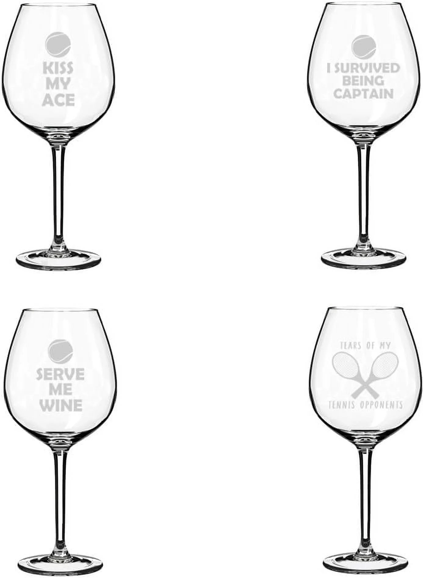 Set of 4 Wine Glass Gift Funny Tennis Collection (20 oz Jumbo)