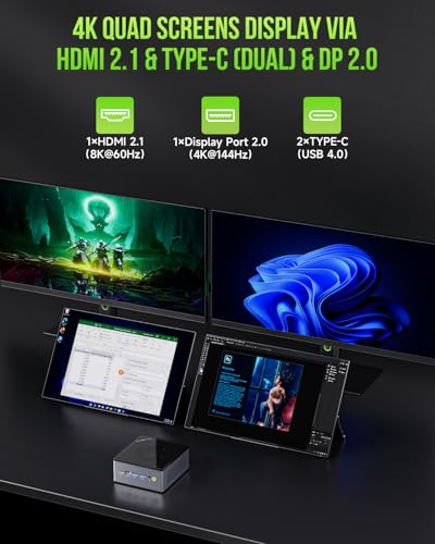 GMKtec Gaming Mini PC AMD Ryzen 9 8945HS (Turbo 5.1GHz) 32GB DDR5 2TB SSD, Computers PC Oculink, Dual NIC LAN 2.5G, WiFi 6, USB3.2, USB-C 4.0, BT5.2, DP, HDMI, Dual Fan Nucbox K11