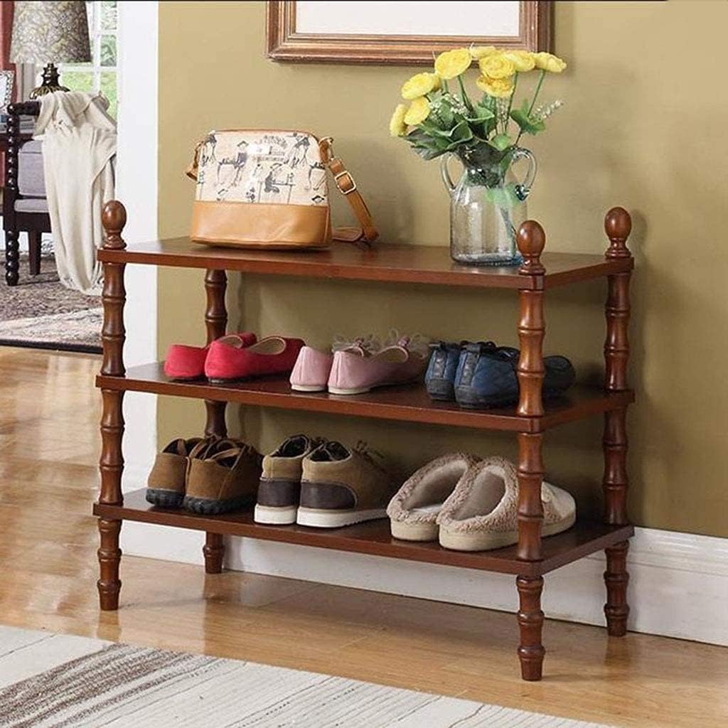 Shoe Shelf Shoe Rack Shoe Storage 3 Tiers Solid Wood Shoe Rack Simple Shoe Rack Rack Storage European Style For Living Room Bedroom Hallway Shoe Stand Shoe Organizer (Color : Dark waln