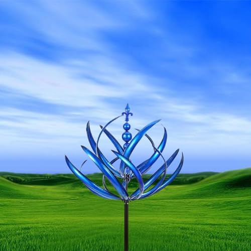 Outdoor Metal Wind Spinners, Unique and Magical Metal Windmill, Lawn Solar Wind Spinners, 360 Degrees Swivel Wind Sculpture Yard Art Decor for Patio, Lawn & Garden (Red)