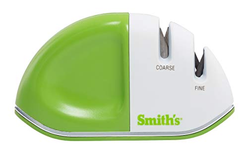 Smith's 51003 Diamond Edge Grip™ MAX 2-Stage Sharpener – White - Compact - Non-Slip Base - Patented V Grip – Sharpen Knives & Scissors - Diamond & Ceramic Sharpeners