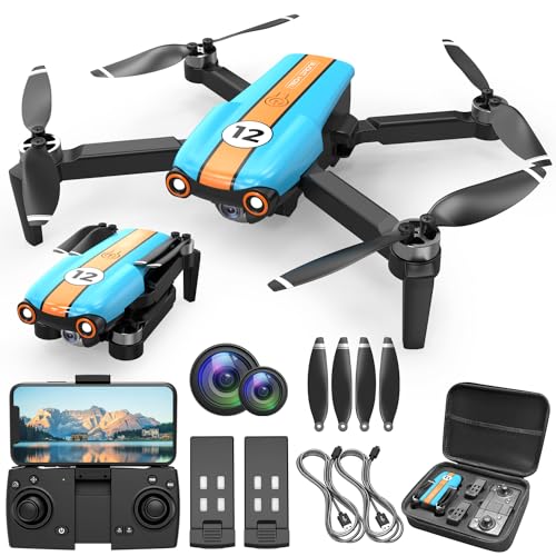 LMRC-12 Drone with 4K Camera for Adults Beginner, Foldable 2.4GHz FPV Drone for Kids 8-12, Less than 249g, 26 Mins Flight Time, RC Quadcopter Toys Gift with Brushless Motor, Altitude Hold, 2 Batteries