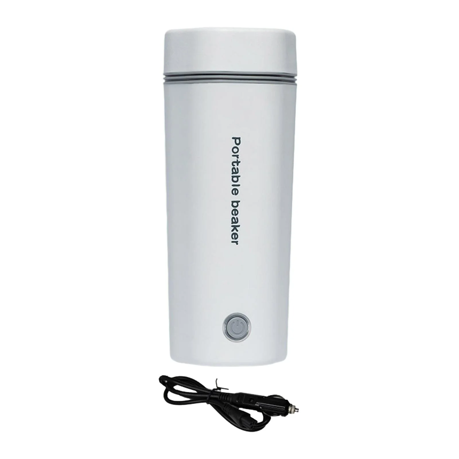 kowaku Car Heating Cup Car Electric Kettle Leakproof Portable 400ml Car Heated Mug Bottle for Hot Tea Coffee Milk 24V White
