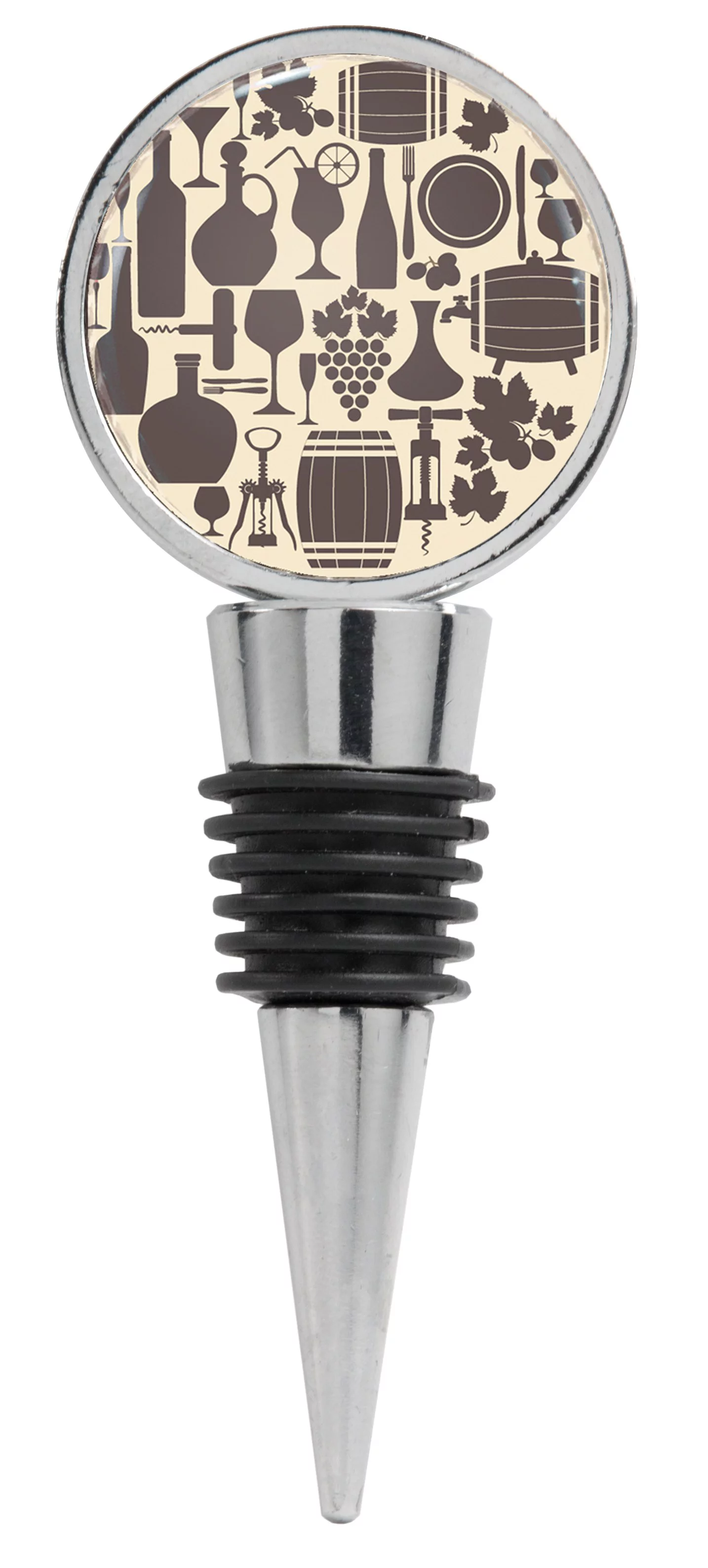 Wine Lover Elements Composed of Wine Glasses, Barrels, and Openers Wine Stopper