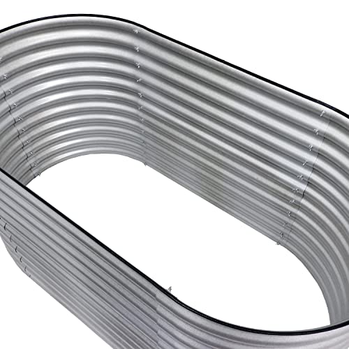 Sunnydaze 62.5-Inch Oval Raised Garden Bed - Stackable Steel Vegetable Flower Bed Planter Kit with Rubber Edge Trim - Brown