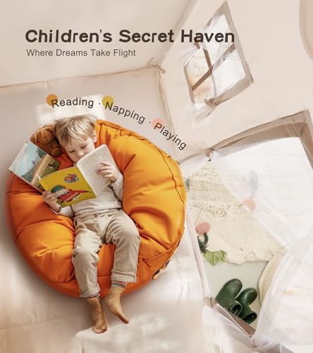 Play Tent with Mat, Star Light Large Kids Playhouse with Windows Easy to Wash, Indoor and Outdoor Play Tents for Kids, Little Dove Toys for Girls, Boys, 47x40x52 (Green Playhouse, Large Size)