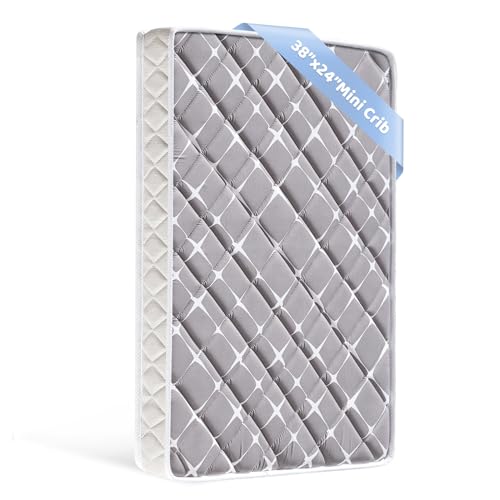 Mini Crib Mattress - 38x24x4 Inch- Dual Sided with Firm Support and Comfort Foam- Breathable, Quiet and Odorless, Fits Most Mini Cribs (Does Not Fit Playard or Standard Crib)