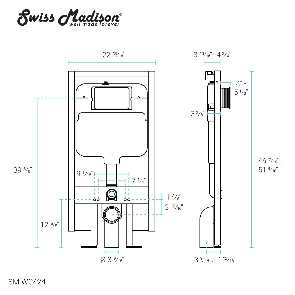 Swiss Madison St. Tropez Wall Hung Toilet Bundle (SM-WT449, SM-WC424, SM-WC001C) Bowl