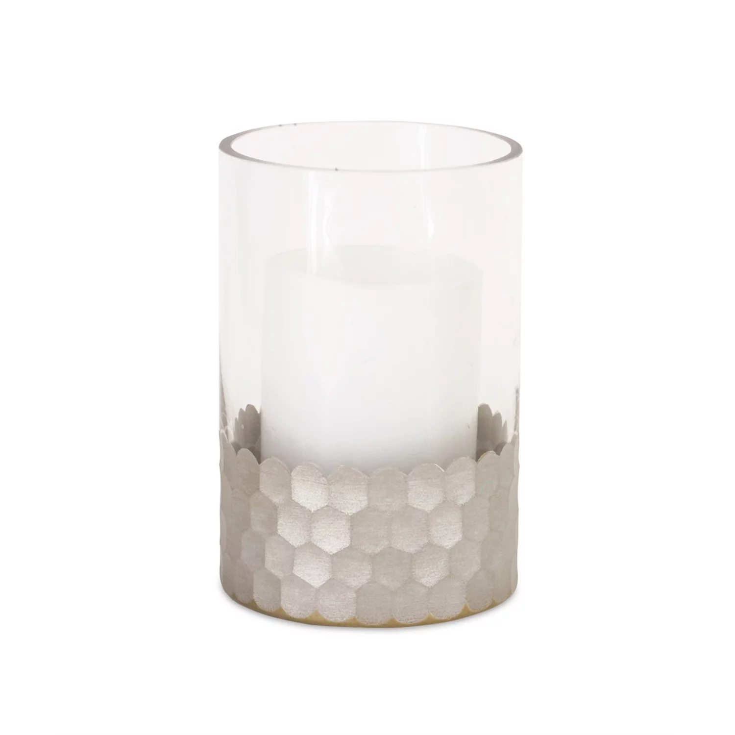 Melrose International Honeycomb Glass Candle Holder (Set of 2)