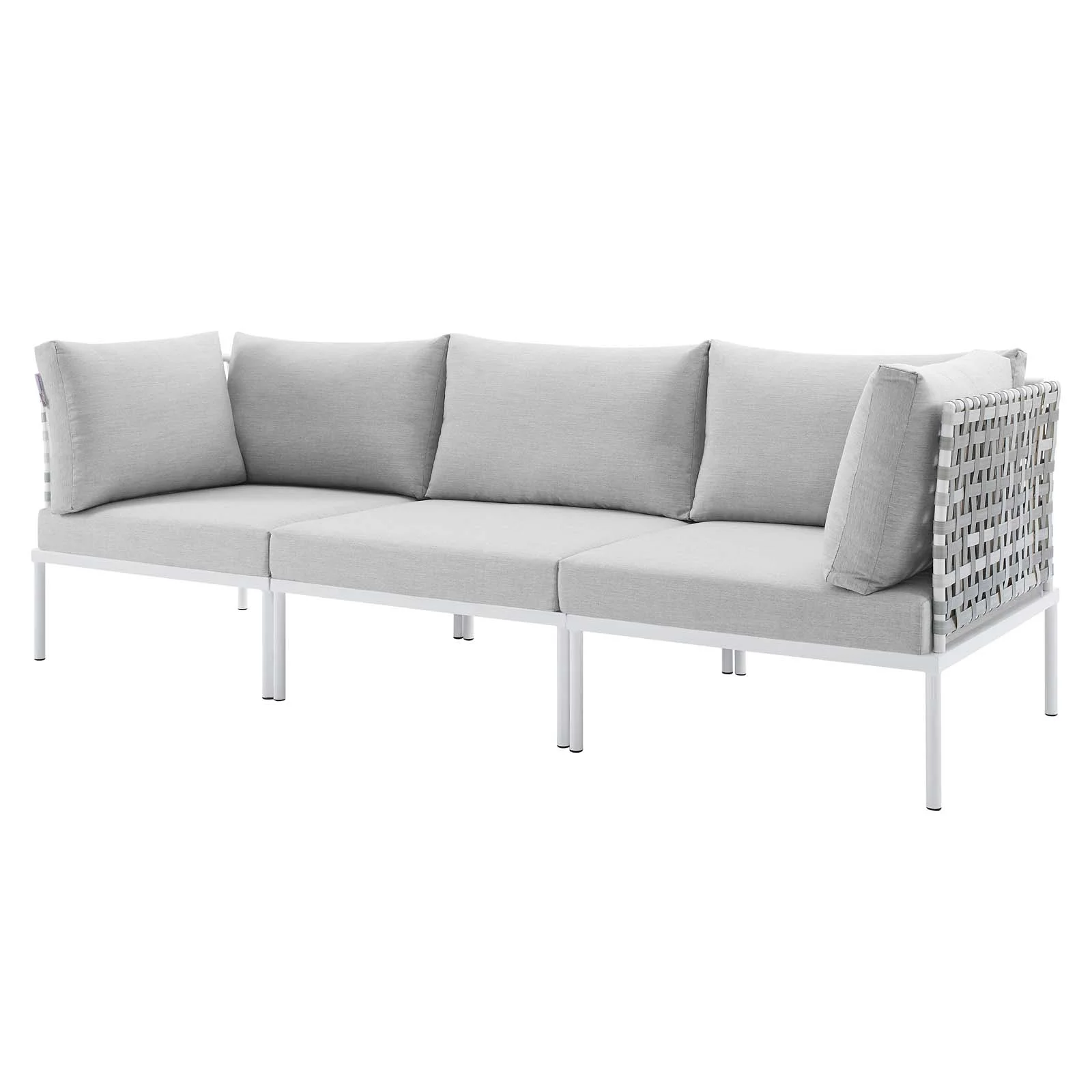 Lounge Sofa, Sunbrella, Aluminum, Metal, Steel, Grey Gray, Modern Contemporary Urban Design, Outdoor Patio Balcony Cafe Bistro Garden Furniture Hotel Hospitality