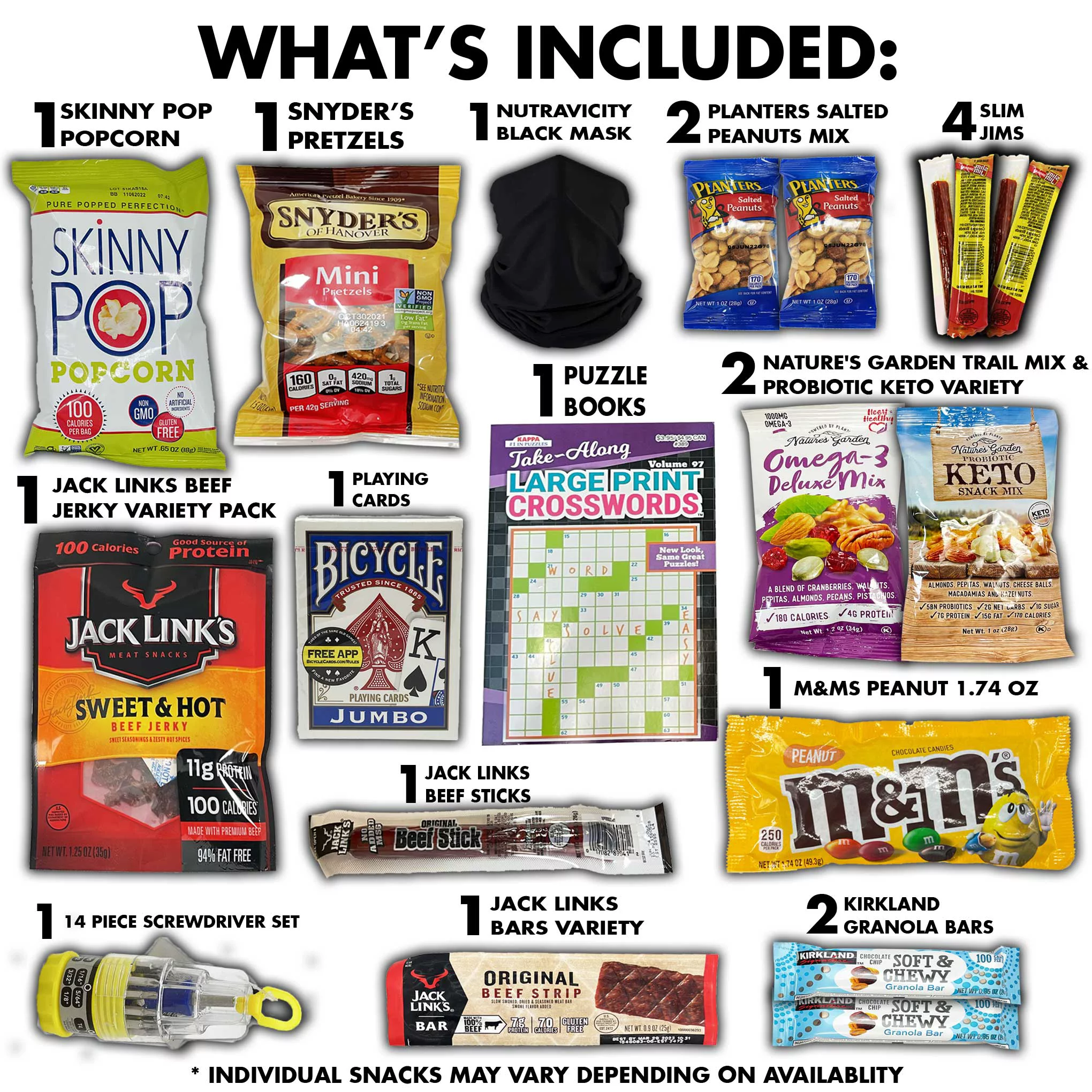 Fun Flavors Box - Man Cave Gift Box, Variety Pack 20 Count Care Package, Perfect Gift for Him, College Student, Birthday, Father's Day