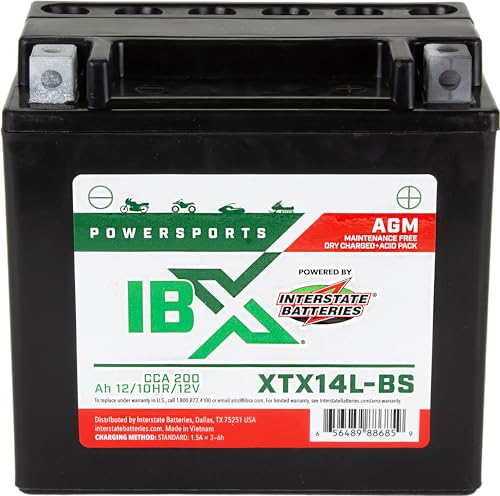 Interstate Batteries YTX20CH-BS 12V 18Ah Powersports Battery 230CCA AGM Rechargeable Replacement for Motorcycles, ATVs, Scooters, Snowmobiles (XTX20CH-BS)