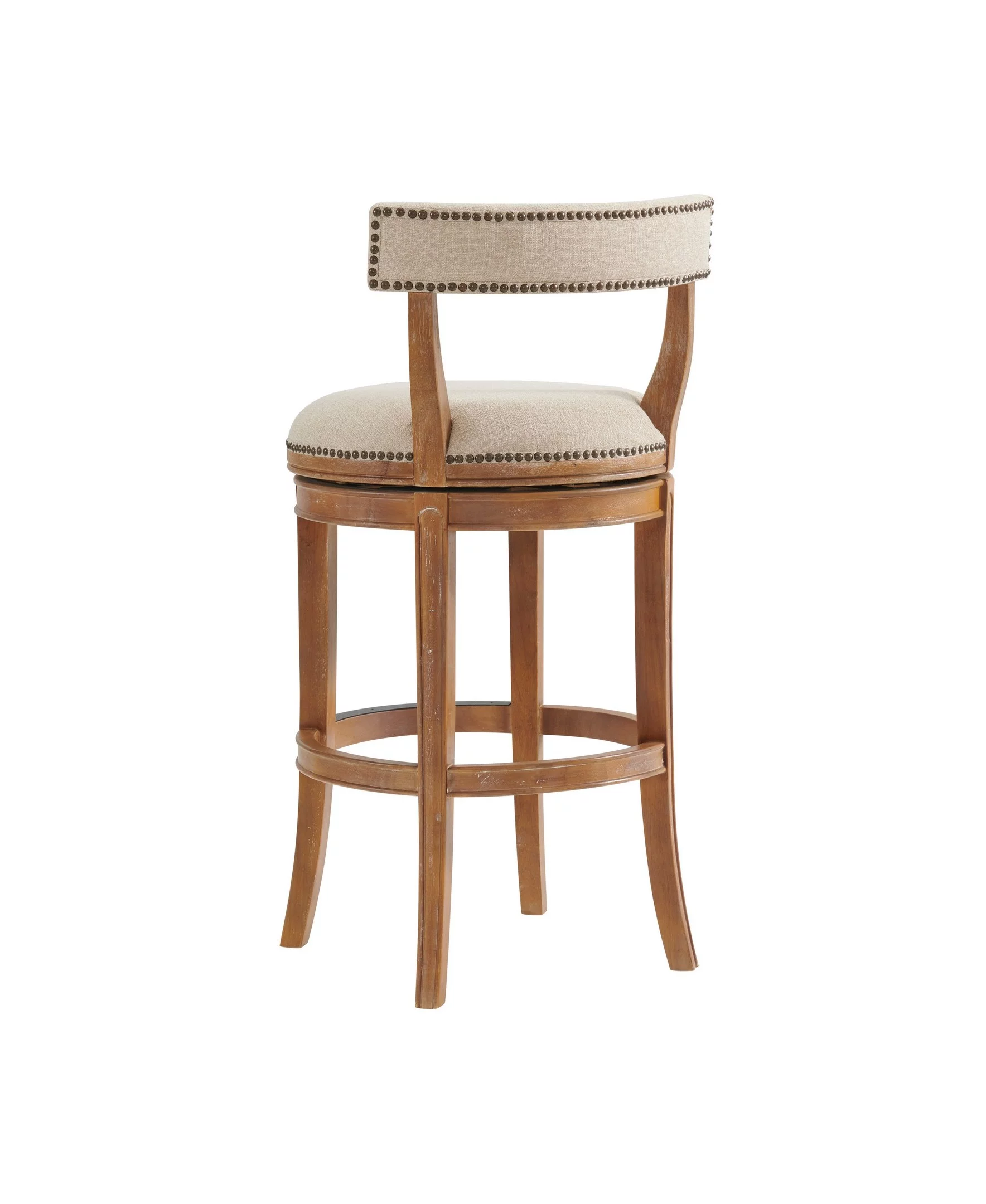 Alaterre Furniture Hanover Swivel Low Back Bar Height Bar Wood Stool, Weathered Brown and Beige