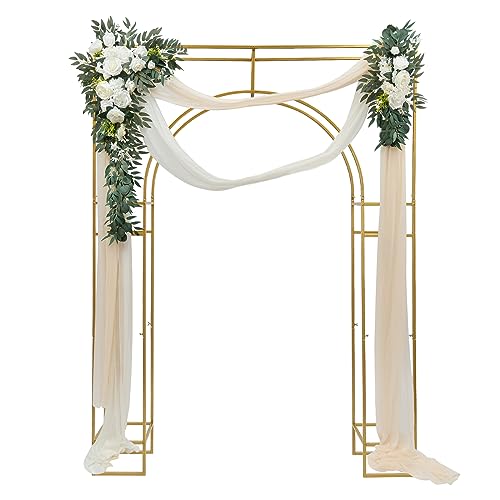 Wedding Arch Backdrop Stand, Wedding Arches for Ceremony Square Metal Balloon Arch Stand Garden Arbor Frame for Wedding Birthday Party Baby Shower Photo Booth Background Decoration (Gold)