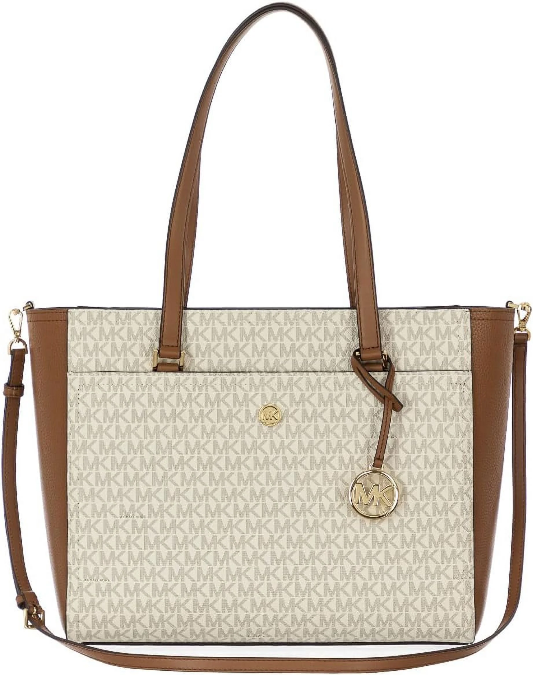 Michael Kors Maisie Large Leather 3 in 1 Tote Bag - Vanilla/Brown