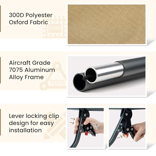 OneTigris SUPRAGRIS Camping Cot, Support Up to 400lbs, Lightweight Comfortable Folding Bed for Camping, Hiking, Backpacking, Travel, Car Trips, Office Nap